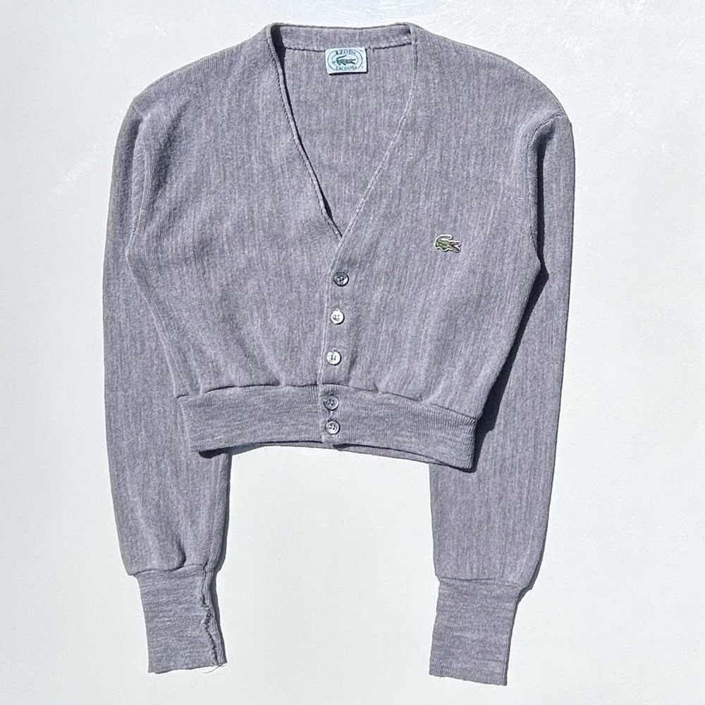 Vintage 80’s Izod Lacoste Cropped Cardigan Sweater Acrylic Size Women’s Medium